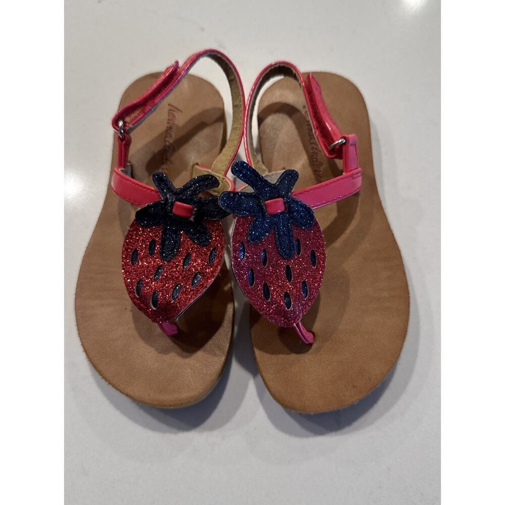 Hanna Andersson Girls Size 9/10 Piper Strawberry Sandals Sparkle Glitter‎ Fruit